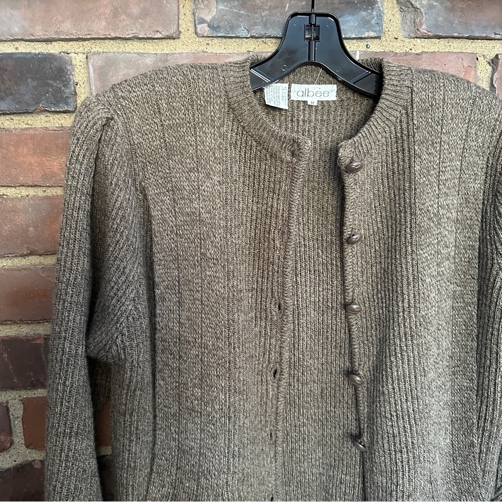 Vtg Albee | Wool Blend Cable Knit Cardigan Sweater Sz Medium